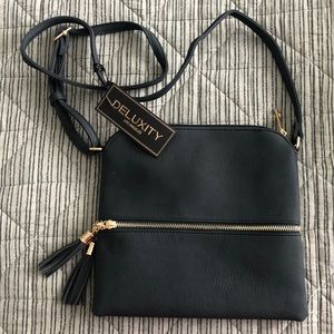 Navy Blue Vegan Leather Crossbody - Brand New!